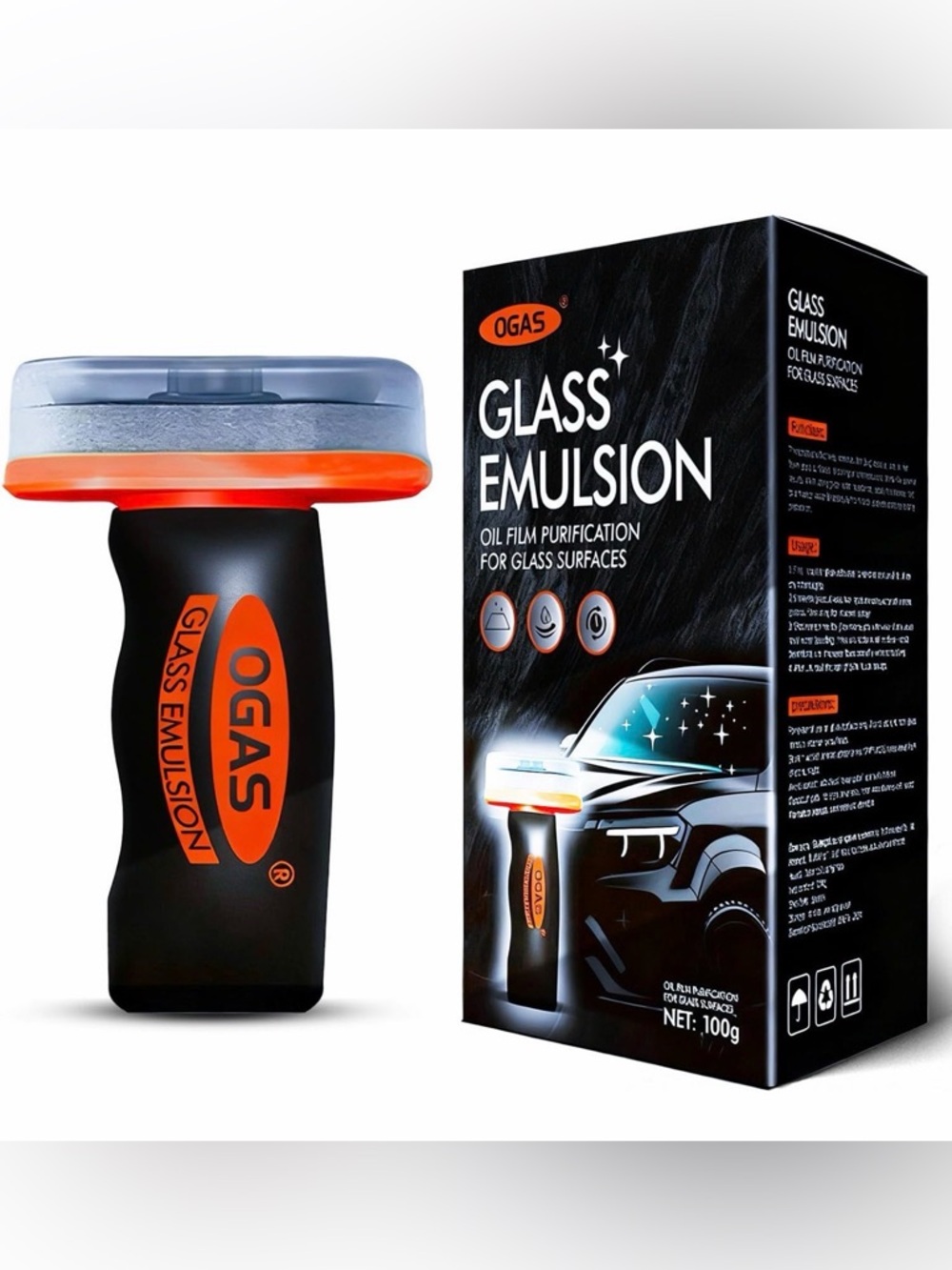 Glass Emulsion Car Glass Cleaner - Black & Orange